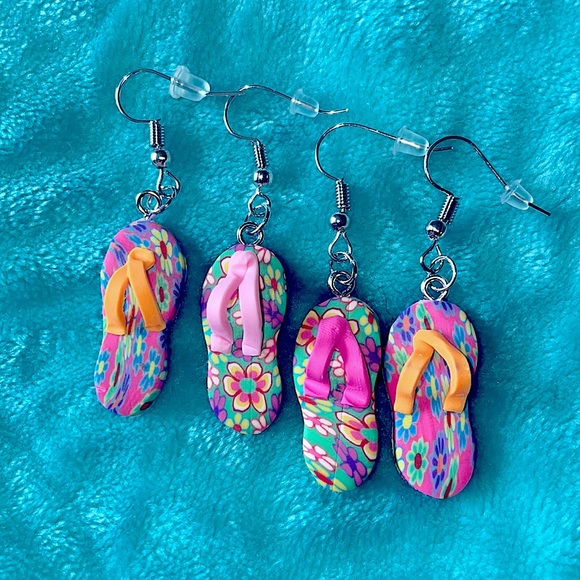 Jewelry - FlipFlop Mismatched Friendship Earrings! Polymer clay coconutcore HANDMADE